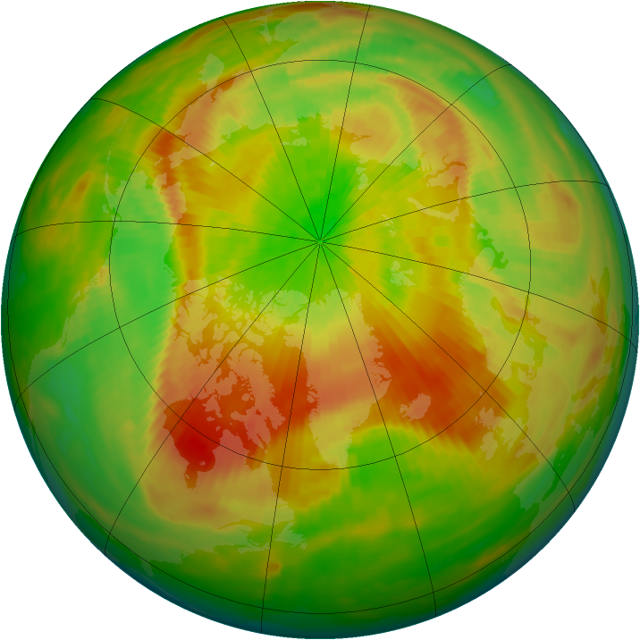 Arctic ozone map for 17 April 1990